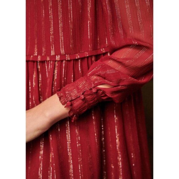 Sezane Odile Silk Metallic Stripe Mini Dress - Picture 6 of 11